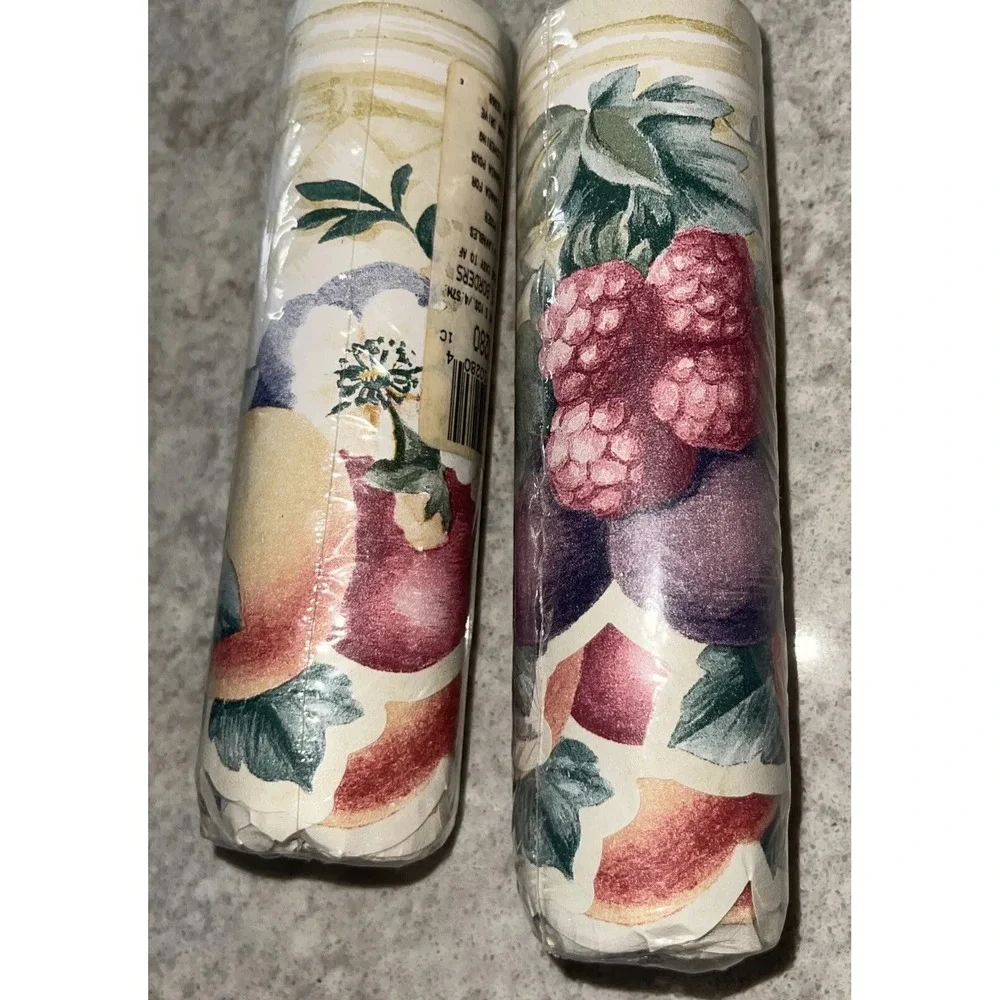 Vintage Fruit Border x2 Wallcoverings Wallpaper Apple Pear raspberries flowers +